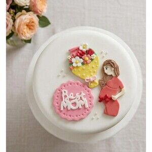 New Mom Fondant Cake Toppers – Pregnant Woman, Flowers, Decoration